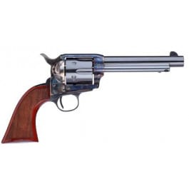 Taylors and Company 555139 1873 Cattleman Gunfighter Single 5.5" 6rd Walnut Checkered Army Sized Grip CCH Frame Blued Revolver