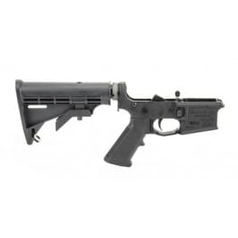 Plum Crazy AR-15 Complete Aluminum Lower Receiver, Collapsible Stock, A2 Pistol Grip,  Ready to <em>Drop</em> in and Push Pin.  - Black - ETAGLOW201PCMA