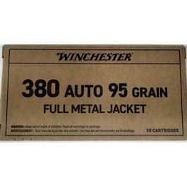 Winchester Winchester Ammo .380 ACP, 95 Grain Brass Case FMJ-FN Bullet, Brown Box Target Grade - 50rd Box