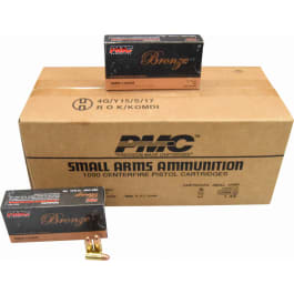 PMC 9A Bronze Target 9mm Ammunition 115 GR FMJ, Brass Cased, Boxer Primed, Reloadable - 1000 Round Case