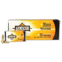 Armscor .22 LR 36 GR High Velocity Copper Plated Hollow Point 1260 fps - 500rd Brick