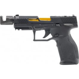 Taurus TX-22, Semi Automatic .22LR Pistol, 4.6" Gold PVD Threaded Barrel w/ Tandemkross Steam Demon Comp, (1) 16rd Mag & (1) 22rd Mag, Black Polymer - 1-2TX22P141-TL1