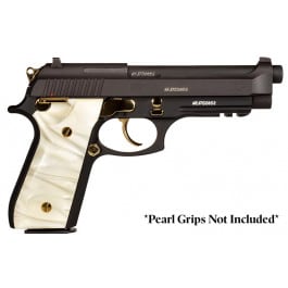 Taurus 92 9mm 5" Barrel 17rd Semi-Auto Pistol, Matte Black W/ Gold Accents, Picatinny Rail, Wood Grip - 1-920151GLD-HW1