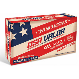 Winchester Ammo USAV45A USA Valor 45 ACP 230 gr Full Metal Jacket (FMJ) - 100rd Box