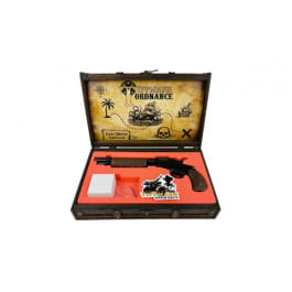 Tippmann Ordnance Pirate Pistol, Pump Action, 380 ACP, 10" Threaded Barrel, 1/2X28 Threaded, Black Oxide Finish, Black, Wood Grips, 6 Rounds, Includes Display Treasure Chest