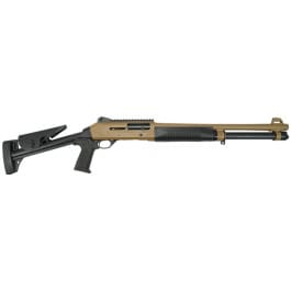 Ermox X-Defense-TN Semi-Auto M4 Type <em>Tactical</em> Shotgun, 12 Ga, <em>Gas</em> Piston Operated, 5+1, 18.5" Bbl, Fiber Optic Front Sight, Choke Set, Tan Cerakote, 