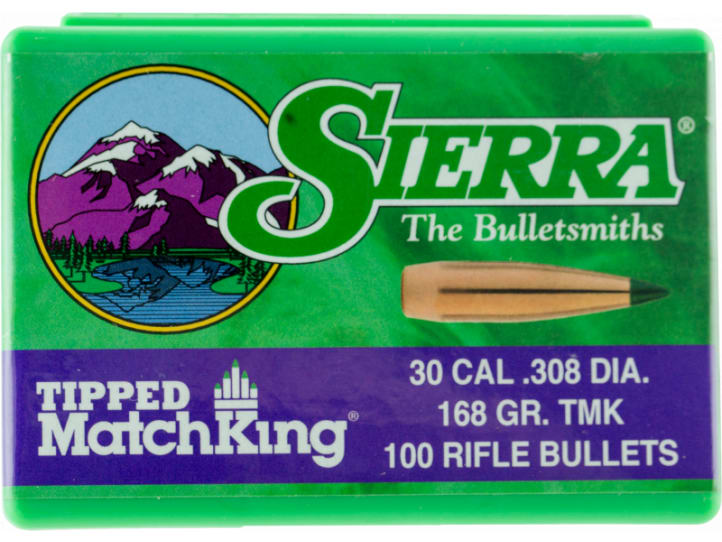 100 Ct Sierra Tipped Matchking 30 Cal 308 Dia 168 Gr TMK Bullets #7768-img-0
