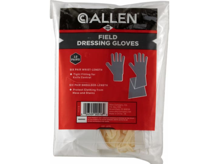 Allen Latex Gloves Field Dressing Gloves Clear 6 Shoulder Length/6