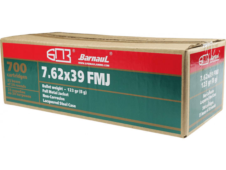 Barnaul 7.62x39 123gr FMJ Steel Case/ Lacquered/Non-Corrosive