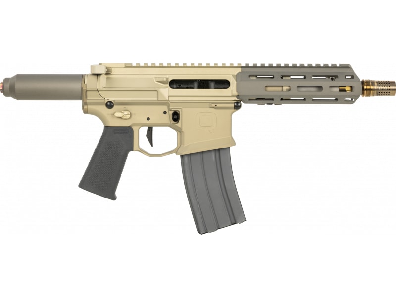 Q LLC HB300BLK7PISTOLNB Honey Badger 30+1 7" Black Barrel, Flat Dark Earth Receiver, Black Straight Buffer Tube, Black Polymer Grips Right Hand