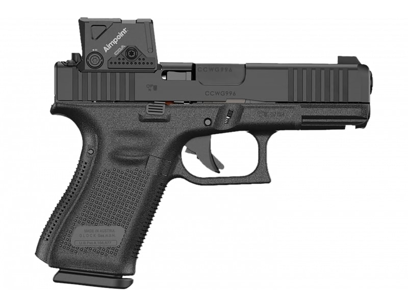 Glock 19 Gen 5, Semi-Automatic 9mm Pistol, COA Aimpoint Optic, Front Serrations, Flared Magwell, Ambidextrous Slide Release, 10+1, 4.02" Barrel, Black