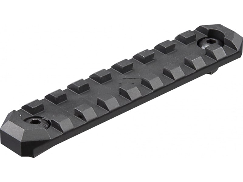 Closeup of an M-LOK Picatinny Rail Adapter designed to fit standard M-LOK mounting systems