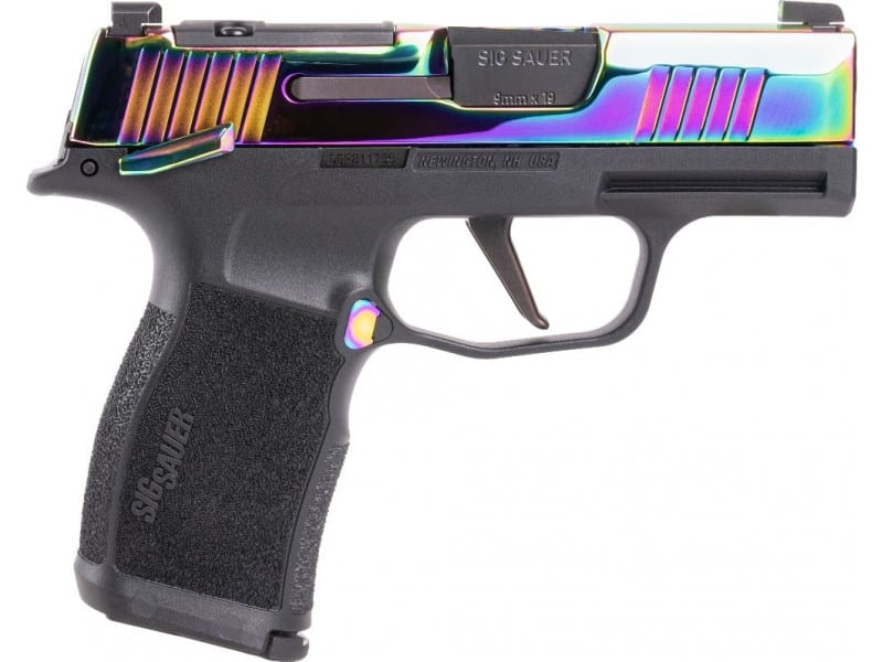 Sig Sauer 365X Micro-Compact 9x19mm Semi-Automatic Optic Ready Pistol, Rainbow Titanium Slide, (2) 12 Round Magazines - 365X-9-RBT-MS