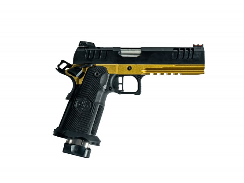 Great Lakes Firearms GL1911DS-9FSS G-GLD 1911DS Synergy 5" barrel, 20rd Magazine, Black Slide, Gold Frame