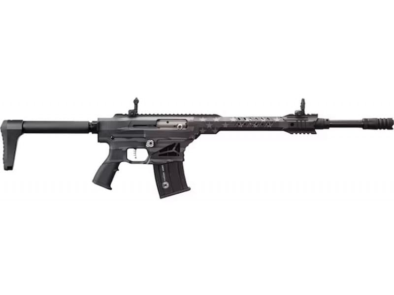Panzer Arms MAG12 Tactical Semi-Auto Shotgun,12 Gauge,19.75" Bbl, Mag Fed, 3", 2-5 Rd Mags, Flip Up Sight,Choke Tubes, Black & Tungsten US Flag Cerakote
