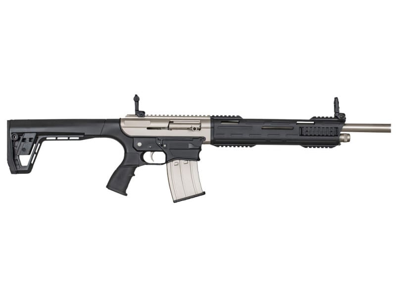 Tokarev TAR-12MP Semi-Auto Shotgun - 18.5" Barrel, 12 Gauge, 5 Round Mag, Folding Sights, 2-3/4 & 3 "- Tsunami Nickel Marine Finish