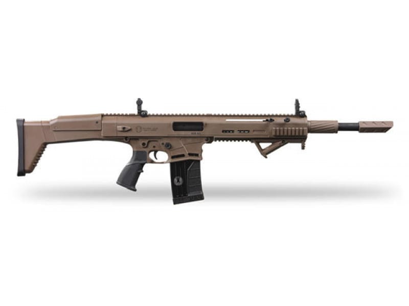 Panzer Arms-SCR XII Tactical Shotgun,12 Gauge, 18.5” Barrel, 5+1, 3", Adjustable Gas System, 2-5 Rd Mags, Flip Up Sights, Choke Tubes - FDE Cerakote