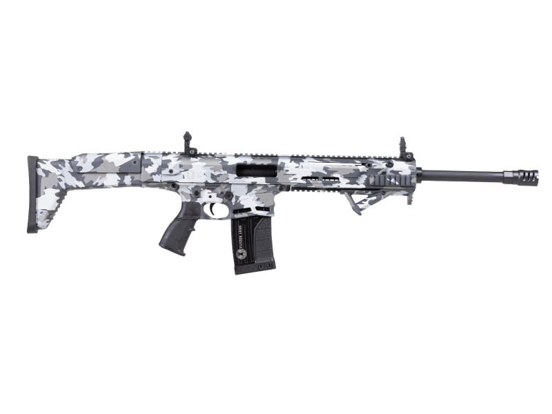 Panzer Arms-SCR XII Tactical Shotgun,12 Gauge, 18.5” Barrel, 5+1, 3", Adjustable Gas System, 2-5 Rd Mags, Flip Up Sights, Choke Tubes - Grey Multicam Cerakote