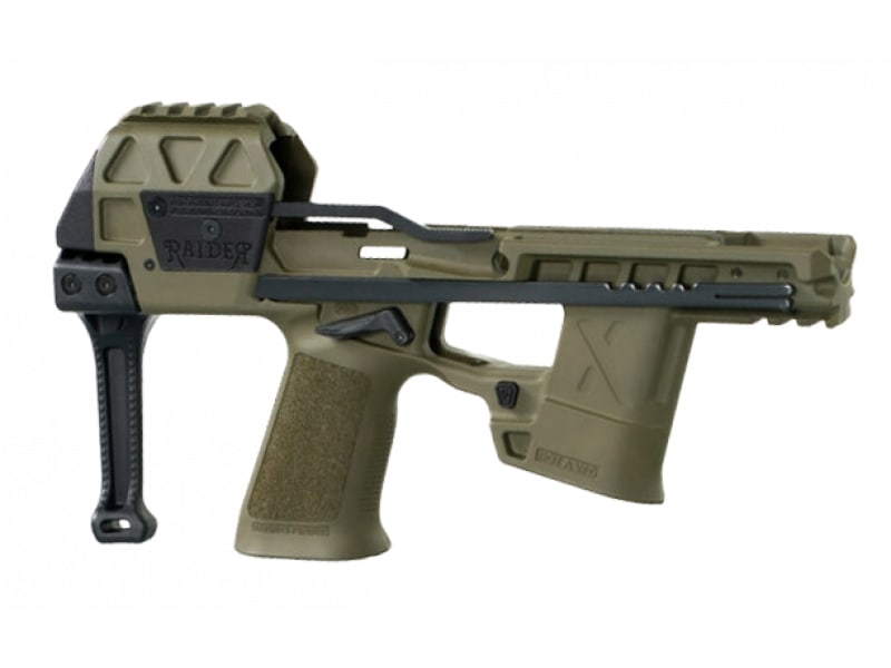 FLUX DEFENSE Raider X, P320 Micro PDW Chassis, Deployable Brace, CHASSIS ONLY (FCU/SLIDE NOT INCLUDED), Ranger Green