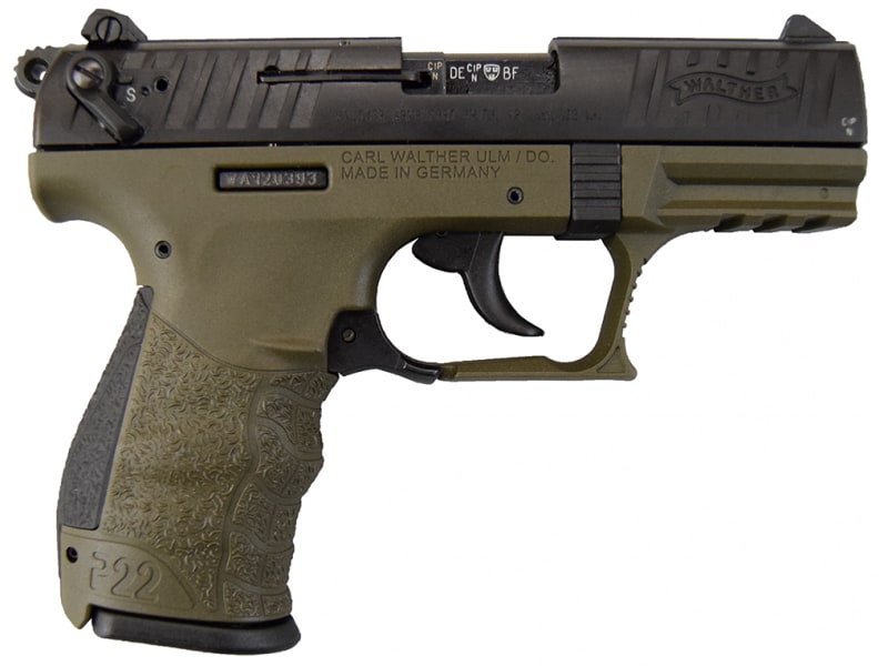 Walther P22 Pistol 22 Lr 342in Threaded Barrel 10rd Military Od Green 5120315 W 2 Mags 0635