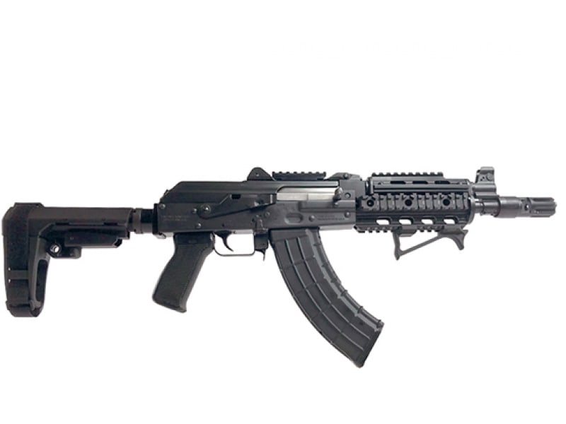 Zastava ZPAP92 Tactical AK Pistol 10" Barrel 7.62X39 30rd - W/ SBA3 Brace, Quad Rail, Night Brake, UTG Angled Foregrip - ZP92762TACM
