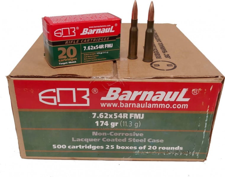 Barnaul Case 762X54R Ammo Steel Cased Laquer Coated 174 Grain 7.62X54R