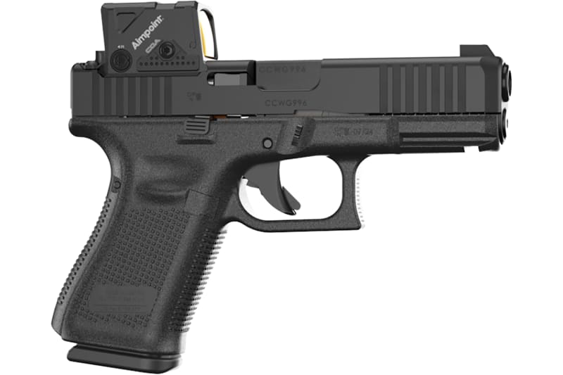 Glock G19 Gen 5, Aimpoint COA Optic, (3) 15 Round Magazines, 4.02" Barrel,  Ambidextrous Slide Release, Front Slide Serrations, Flared Magwell, PA195SB03MOS8A3