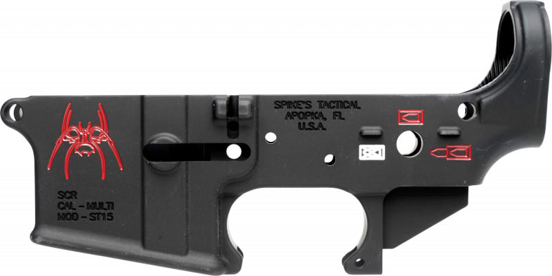 Spikes Tactical STLS019CFA Stripped Lower Spider with Red Color Fill