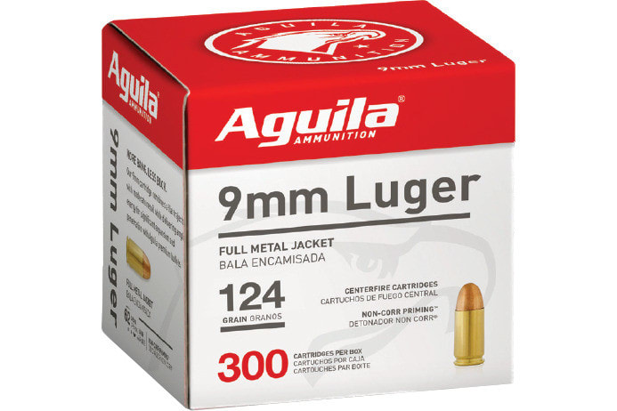 Aguila Ammo 9mm Luger 124GR. FMJ-RN 300-PACK - 300rd Box