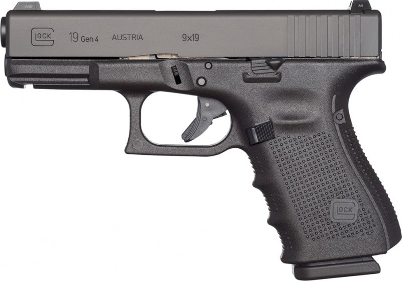 Glock 19 Gen 4 9mm Semi-Automatic Pistol, 4.02" Barrel, 3-15 Round Magazines, Modular Back Strap, Case, New Production GLOCK Perfection - UG1950203