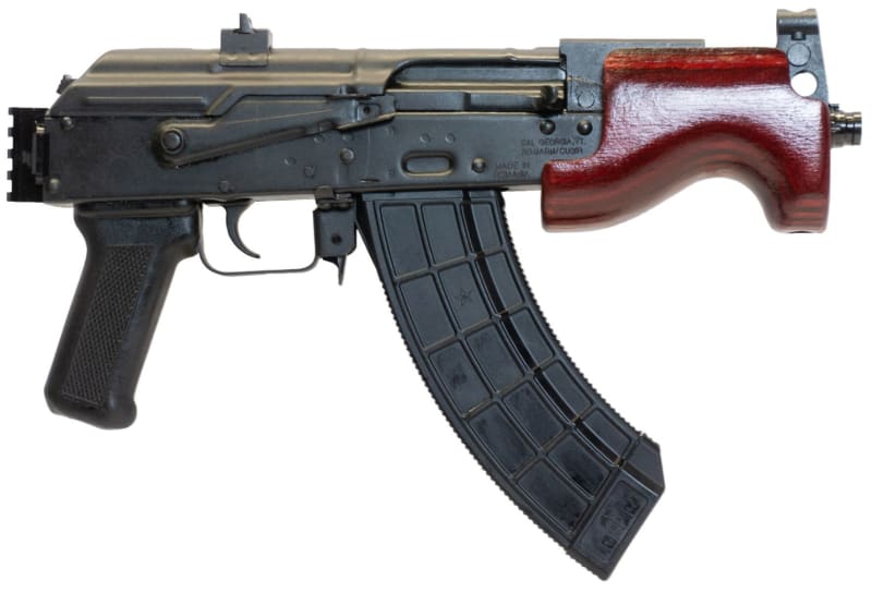 Century International Arms Micro Draco, Semi-Automatic AK Pistol, 6.25" Hammer Forged Barrel, Russian Red, Rear 1913 Rail, 30 Round Magazine - HG2797PR-N