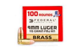 Federal WM51991 9mm Brass 115 FMJ - 100rd Box