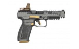 SFx Rival Canik Grey Semi-Auto 9mm Pistol, 5" Barrel, 2-18 Round Mags, Acc Pkg New W / Leupold DeltaPoint Pro Model 181106 FDE Reflex Sight Installed 
