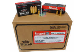 Sterling - 9mm Luger  FMJ Ammunition,115 Grain, Brass Case, Boxer Primed, Non Corrosive, Reloadable- 1500 Round Case - UN0012