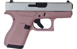 Glock 42 Gen 3, Semi-Auto Pistol, 3.25" Barrel,.380 ACP, 2- 6 Round Mags, Custom Cerakote Pink Frame With Bright Slide - CCW Model - Glock # ACG-00846