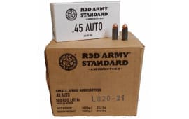 Red Army Standard .45 ACP 230 Grain, FMJ, Non-Corrosive Ammo - Steel Case, Polymer Coated -  500 Round Case - MFG # AM3093