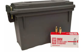 SAR USA - 9mm Luger FMJ Ammunition - 124 Grain - Brass Cased - Sealed Boxer Primed - Non Corrosive - Reloadable - 500 Round Can - SARS9500