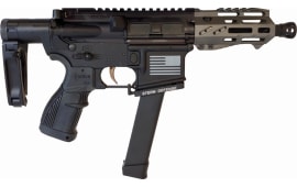 Fostech Bulldog Tech-15 Semi-Automatic AR-15 Pistol 4.5" Barrel 9mm 33rd - Echo AR-II Trigger, Deadfoot Arms SCW, Tailhook Brace Black-Tungsten - 8153BLK/TUN9MM-6230-4150
