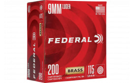 Federal C40180A400 Champion 9mm 115 GRFull Metal Jacket (FMJ) 200 Per Box/ 1 Cs - 200rd Case