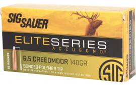 Sig Sauer E65CMAB14020 Elite Hunting 6.5 Creedmoor 140 GR2650 fps Nosler AccuBond - 20rd Box