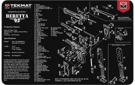 TekMat TEKR17BER92 Beretta 92 Original Mat Black/White Rubber 17" Long 11" x 17" Beretta 92 Parts Diagram Illustration