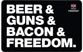 TekMat TEKR17BGBF "Beer & Guns & Bacon & Freedom" Original Mat Black/White Rubber 17" Long 11" x 17" "Beer & Guns & Bacon & Freedom" Illustration