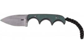 CRKT 2396 Minimalist 2.15" Fixed Spear Point Plain Stonewashed 8Cr13MoV SS Blade/Green Polished Resin Infused Fiber Handle