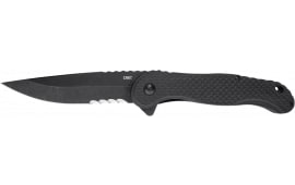 CRKT 2267 Taco 4.22" Folding Part Serrated Black Stonewashed 4116 SS Blade/Black Textured Green Handle Includes Pocket Clip