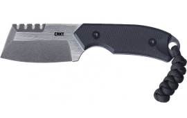 CRKT 4036 Razel Compact 2.32" Fixed Plain/Top Veff Serrations Brushed Stonewashed D2 Steel Blade/Black G10 Handle Includes Cord Fob/Sheath