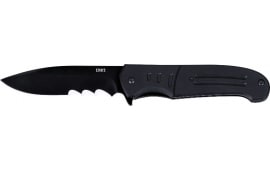 CRKT 6885 Ignitor 3.48" Folding Drop Point Part Serrated Black Oxide 8Cr13MoV SS Blade/Black G10 Handle Includes Pocket Clip