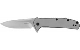 Kershaw Outcome 2.80" Folding Clip Point Plain Stonewashed 8Cr13MoV SS Blade/Bead Blasted Stainless Steel Handle Includes Pocket Clip
