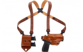 Galco MCII820 Miami Classic II Shoulder System Fits Chest Up To 56" Tan Leather Harness Fits Sig P320/M17/M18/Taurus G2/G3/G3C Right Hand