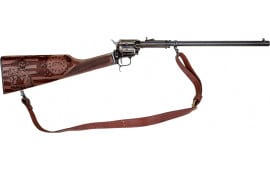 Heritage Mfg BR226B16HSWB15 Rough Rider Rancher 6rd 16", Blued Barrel/Rec, Independence Day Engraved Walnut Stock, Leather Sling Included