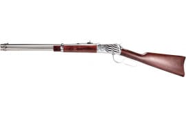 Rossi 920441693EN1 R92 Carbine 8+1 16" Round Barrel, Stainless Rec with 1776 Flag Engraving, Hardwood Stock